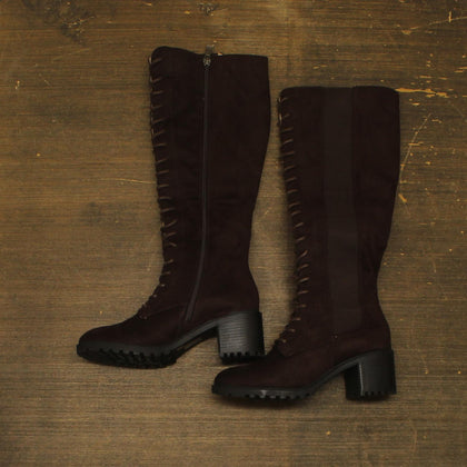 Journee Collection Womens Jenicca Lace-up Boots Faux Suede Lace Up Brown 8M