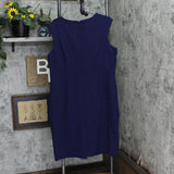 Kasper Womens Notched-Neck Sheath Dress 10814688 Navy Blue 18