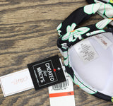 Salt + Cove Daisy Dance Strappy Underwire Push-Up Bikini Swim Top Black Multi XS