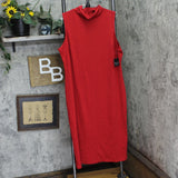 Ella Rafaella Plus Size Funnel Neck Sleeveless Dress LRQFC021R2 Ruby Red 1X