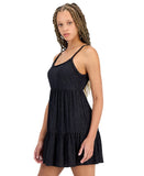 Miken Juniors Tiered Dress Swim Cover-up I9672P544 Black Lurex Stripe XL
