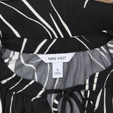Nine West Womens Tie Front Lightweight Woven Blouse Shirt Top Black / White S