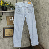 Levi's Womens Vintage Patch Upcycle 505 Baggy Straight Leg Jeans Light Blue XL