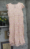 Motherhood Maternity Smocked Tiered Floral Midi Maternity Dress Pink Multi XL