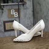 INC International Concepts Zitah Woven Pointed Toe Pumps White Woven 9M