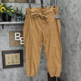 Ella Rafaella Plus Size Twill Crop Pants with Removable Tie Belt LRBMC006R2