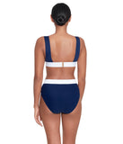 Lauren Ralph Lauren Bel Air Banded High Waist Bikini Bottom Blue / White 10