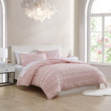 Poppy & Fritz Scrunch Stripe 2-Piece Pink Microfiber Twin Quilt Set Pink Twin