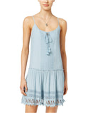 Fishbowl Juniors Crochet-Trim Peasant Slip Dress 0033380780 Blue S