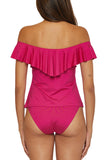 Trina Turk Womens Standard Monaco Ruffle Tankini Swim Top Sangria Pink 12