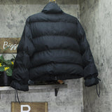 Wild Fable Womens Bow Full Zip High Neck Quilted Puffer Jacket 94658795 Black M