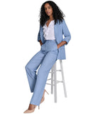 Calvin Klein Womens Faux-Denim Mid Rise Wide-Leg Pants Light Indigo Blue 4
