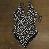 Island Escape Monterey Printed Convertible One-Piece Swimsuit Black / White 8