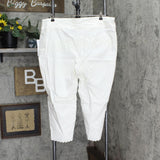 Nina Leonard Womens Pull-On Stretch Scallop-Hem Cropped Pant Ivory White 2X