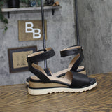 Giani Bernini Womens Constancia Ankle Strap Wedge Sandals Black Smooth 6M