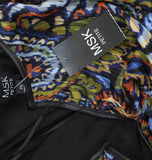 MSK Petite Paisley Split-Neck Chiffon Pleated Dress Black / Navy Multi PS