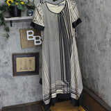 Karl Lagerfeld Neck Silky Crepe Geo Printed Satin Midi Dress Soft Beige Brown 14