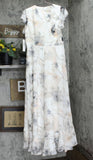 Calvin Klein Womens Printed Lined Chiffon Gown Dress Pink White Multi 12