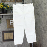 Style & Co Womens High Rise Cropped Jeans White 12