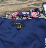 City Studio Juniors Square-Neck Fit Flare Dress Belted Navy Blue Multi XL