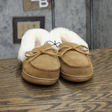Dluxe by Dearfoams Womens Suede Fuzzy Moccasin Slippers 167602d2f3b34b Brown 7