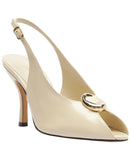 Arezzo Womens Olivia High Stiletto Leather Pumps Panacota Off White 6.5B