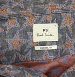 PS Paul Smith Long Sleeve Casual Fit Star Print Button Front Shirt Petrol Blue M