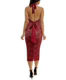 Emerald Sundae Womens Glitter Lace Bodycon Halter Dress JYP3473 Medium Red XS