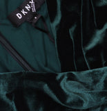 DKNY Velvet Belted Sleeveless V-Neck Midi Fit & Flare Dress Dark Green 8