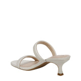 Lifestride Kitten Heel Open Toe Slip-On Double Strap Sandals Bone Off White 5.5M