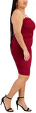 B Darlin Womens Plus Knit Rushed Bodycon Dress 2618906 Wine Red 14W
