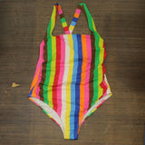Private Label Womens Plus Size One Piece Swim Suit Rainbow Multicolor 16W