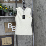 DKNY Womens Petite Sleeveless Mix Media Top XG2T2112 Buttercream Off White PS