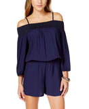 BCX Juniors Off-the-Shoulder Romper 64021720299 Navy Blue XL