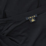 IMAN Womens Plus Size Tie Waist Knit Maxi Dress Black 1X