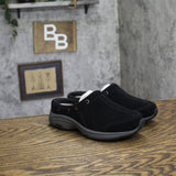 Easy Spirit Travelport Womens Slip On Suede Athletic Clogs Black 5M