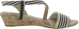 Lifestride Yasmine MISMATCH PRINT Cork Wedge Sandals Natural Multi Brown 6W
