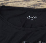 Denim & Co. Womens Perfect Jersey Sequin Heart Round Neck Top Shirt Black XL