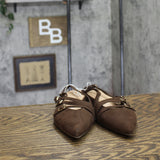 A New Day Womens Twiggy Multi Buckle Mini Heel Flats 94303762 Brown 9.5M