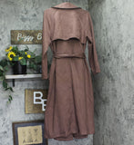 A New Day Faux Suede Double-Breasted Belted Trench Coat f00251322 Brown S