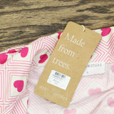 Stripe And Stare and Stare Diamond Heart Frill 2-Piece Pajama Set Pink Red S