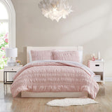 Poppy & Fritz Scrunch Stripe 2-Piece Pink Microfiber Twin Quilt Set Pink Twin