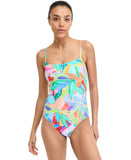 La Blanca Womens Tropi-Flage Printed Scoop-Neck One-Piece Swimsuit Blue Multi 6