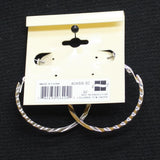 Ear Sense Hypoallergenic Textured Pressed Hoop Dangly Earrings Silver Gray 1.5"