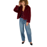 Wild Fable Short Faux Fur Fuzzy Jacket 94774777 Burgundy Red XL
