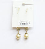 Francesca's Dangly Drop Pearl Earrings Gold / Yellow 2.5"