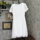 Ny Collection Womens Swiss Dot Pin Tuck Midi Dress PCCD0396D Ivory Off White PL