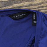 H By Halston Women Jet Set Jersey V-Neck Cold Shoulder Shirt Top Broadway Blue S