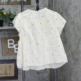 Black Tape Plus Size Printed Cotton Flutter-Sleeve Top Garden Way Off white 2X