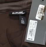 Future Collective Faux Leather Side Zip Bubble Mini A-Line Skirt Dark Brown XL